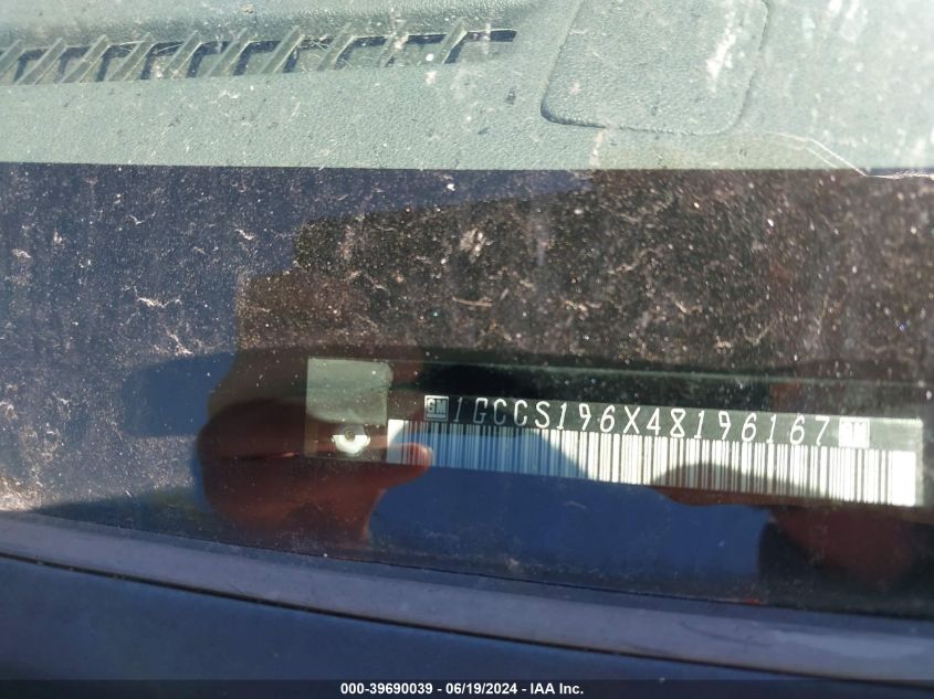 2004 Chevrolet Colorado VIN: 1GCCS196X48196167 Lot: 39690039