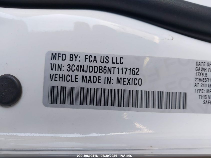 2022 Jeep Compass Trailhawk 4X4 VIN: 3C4NJDDB6NT117162 Lot: 39690416