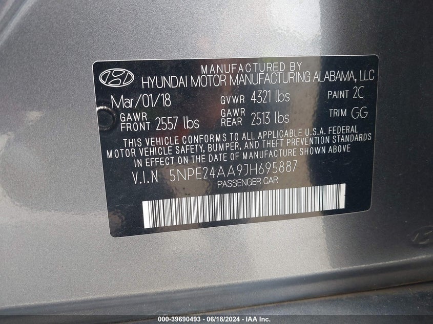 2018 HYUNDAI SONATA ECO - 5NPE24AA9JH695887