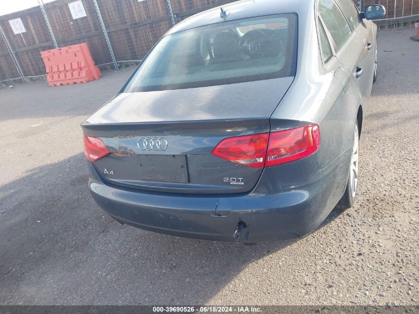 2010 Audi A4 2.0T Premium VIN: WAUBFAFL4AA047376 Lot: 39690526