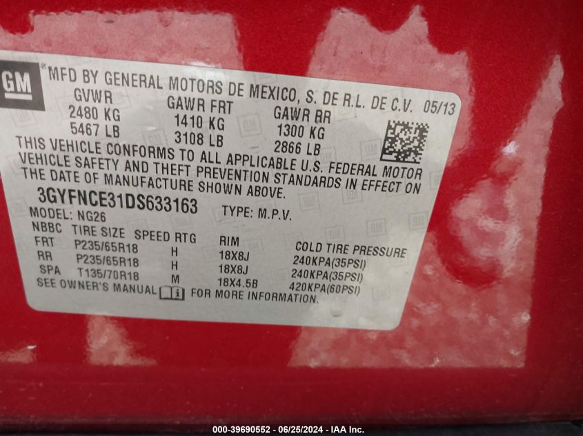 2013 CADILLAC SRX LUXURY COLLECTION - 3GYFNCE31DS633163