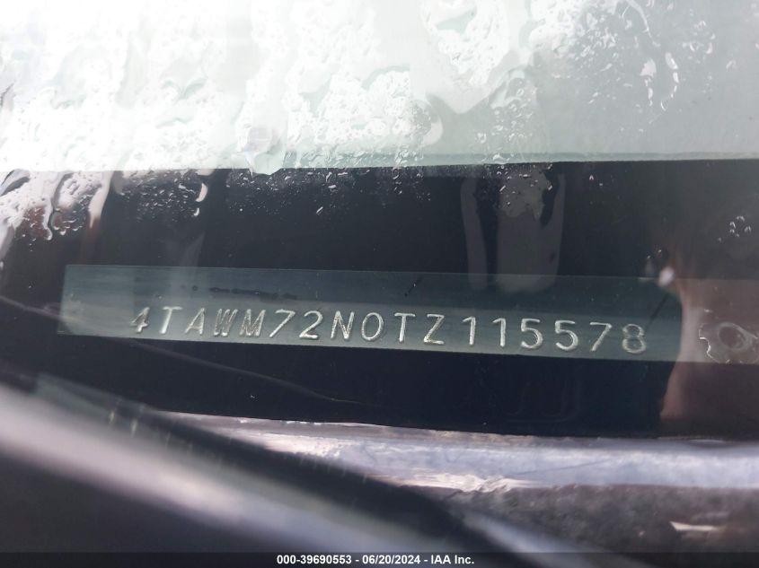 1996 Toyota Tacoma Xtracab VIN: 4TAWM72N0TZ115578 Lot: 39690553