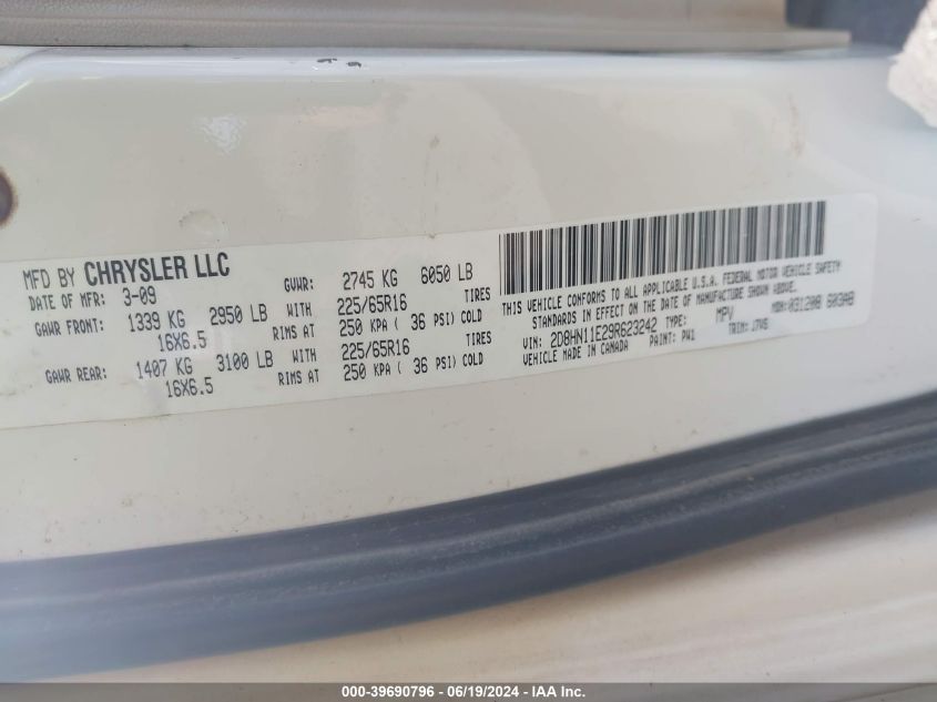 2009 Dodge Grand Caravan Cv VIN: 2D8HN11E29R623242 Lot: 39690796