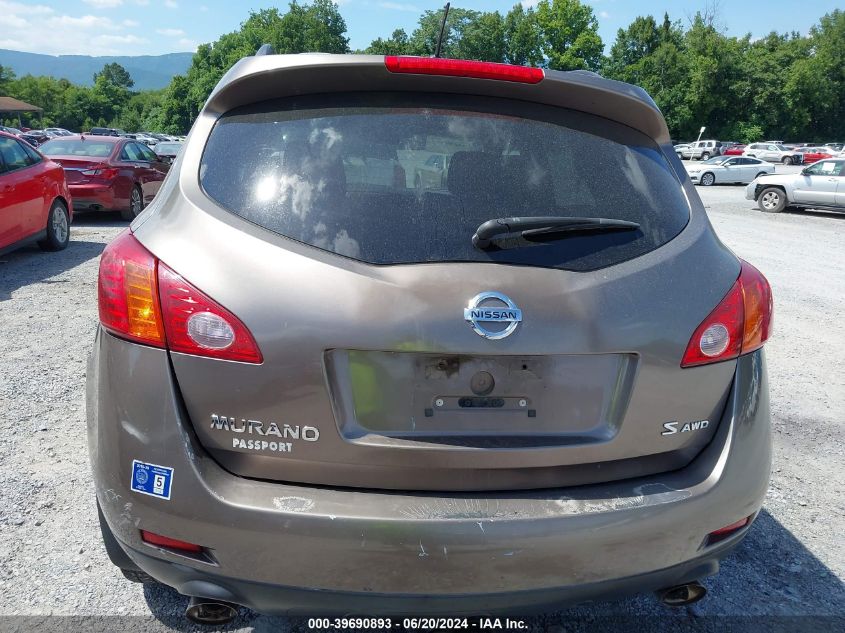 2009 Nissan Murano S/Sl/Le VIN: JN8AZ18W09W145692 Lot: 39690893
