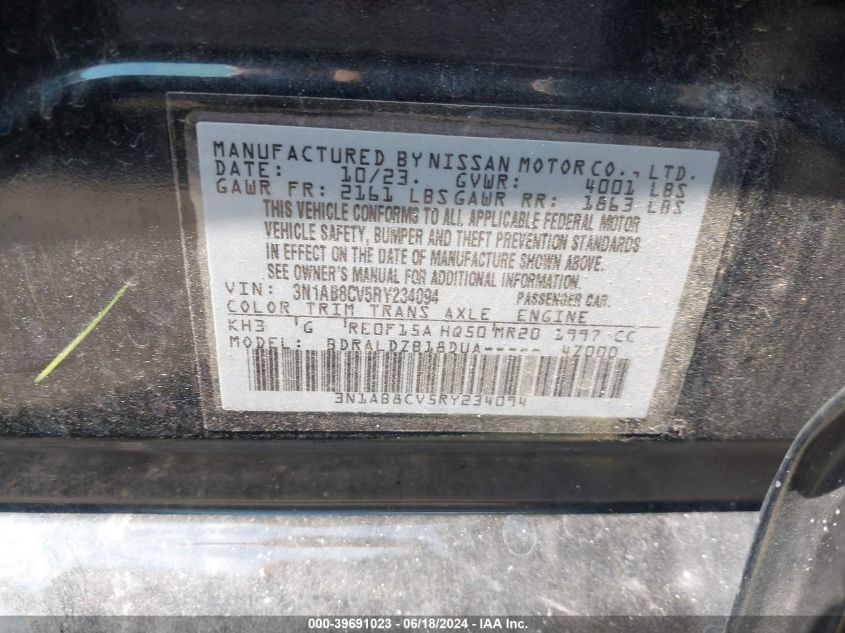 3N1AB8CV5RY234094 | 2024 NISSAN SENTRA