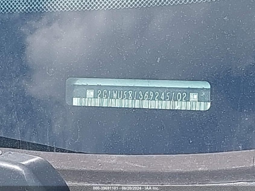 2006 Chevrolet Impala Ltz VIN: 2G1WU581369245102 Lot: 39691101