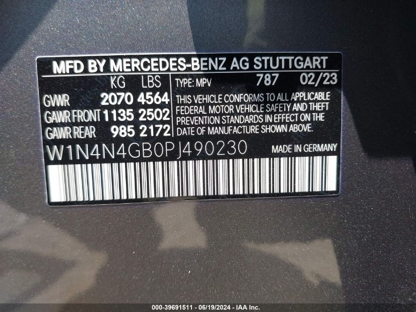 2023 Mercedes-Benz Gla 250 VIN: W1N4N4GB0PJ490230 Lot: 39691511