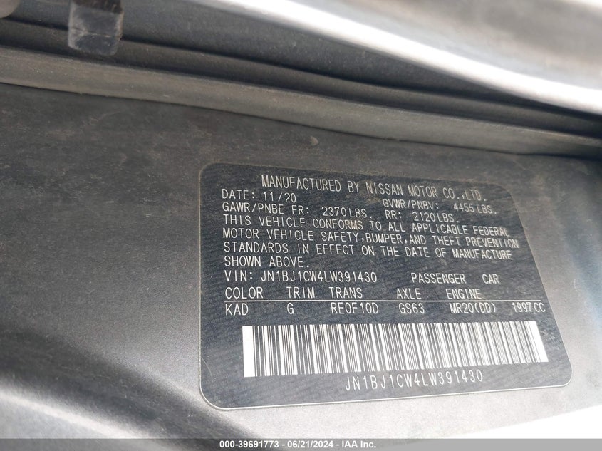 2020 NISSAN ROGUE SPORT S AWD XTRONIC CVT - JN1BJ1CW4LW391430