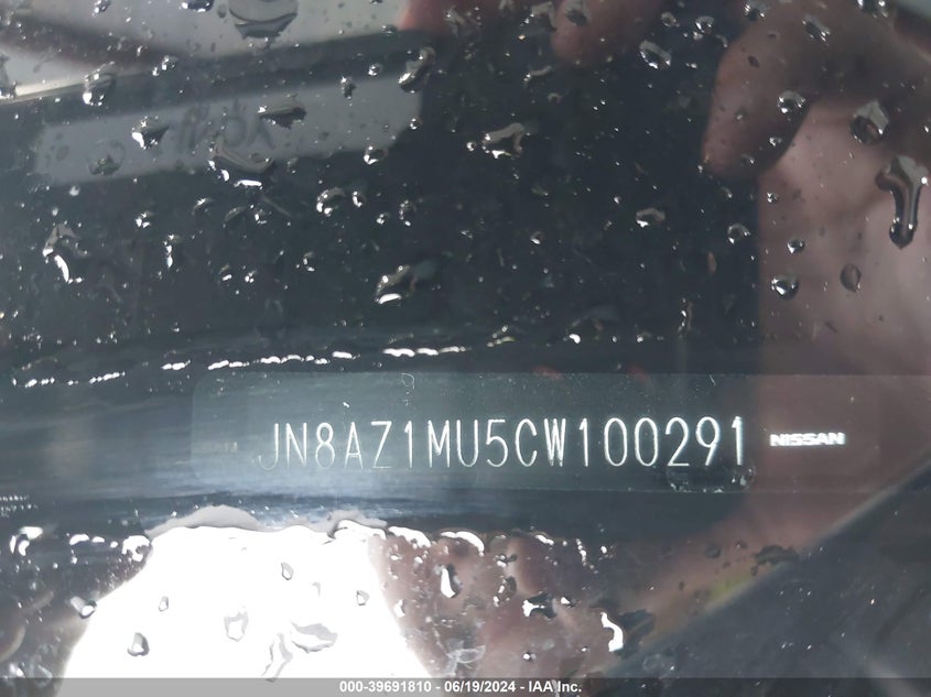 2012 Nissan Murano Sl VIN: JN8AZ1MU5CW100291 Lot: 39691810