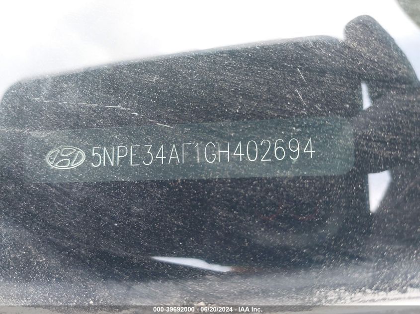 2016 Hyundai Sonata Sport VIN: 5NPE34AF1GH402694 Lot: 39692000