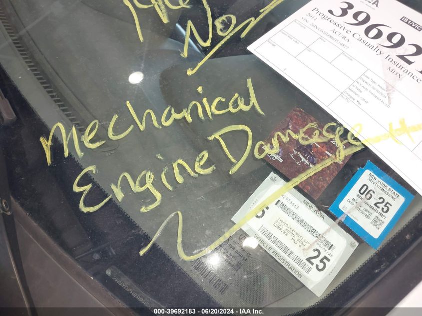 2011 Acura Mdx Technology VIN: 2HNYD2H48BH514827 Lot: 39692183