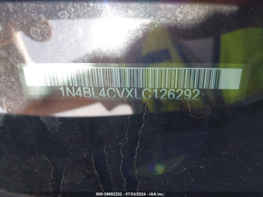 2020 Nissan Altima Sr Fwd VIN: 1N4BL4CVXLC126292 Lot: 39692252