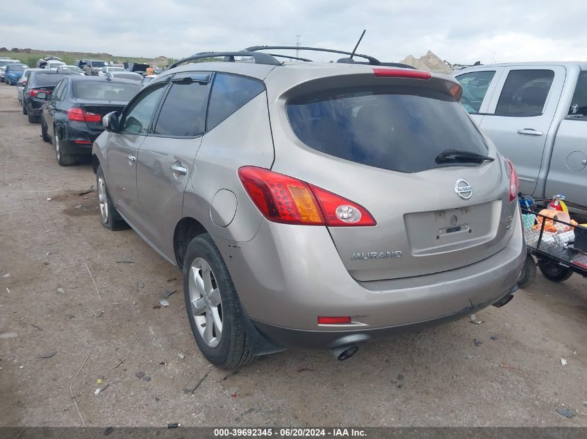 2009 Nissan Murano Sl VIN: JN8AZ18U79W020252 Lot: 39692345