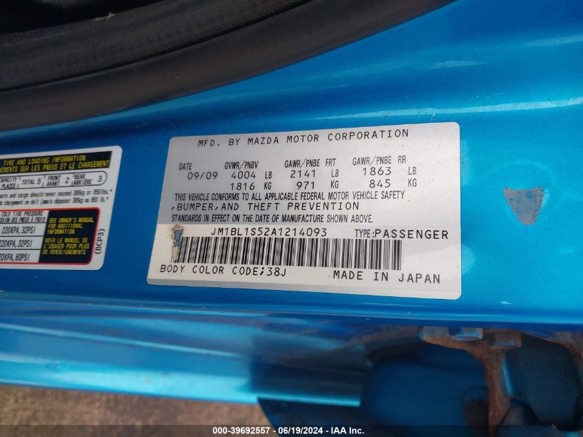 2010 Mazda 3 S VIN: JM1BL1S52A1214093 Lot: 39692557