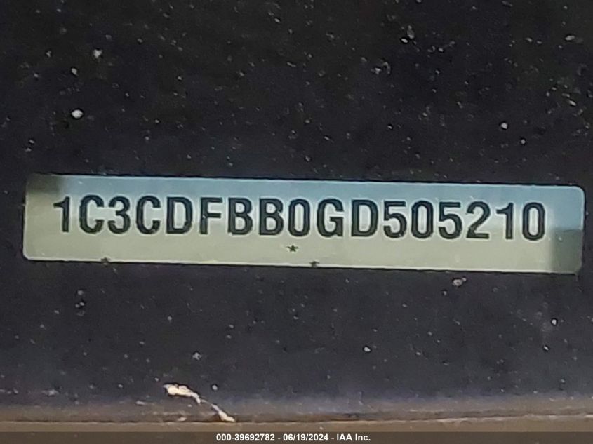 2016 Dodge Dart Sxt VIN: 1C3CDFBB0GD505210 Lot: 39692782