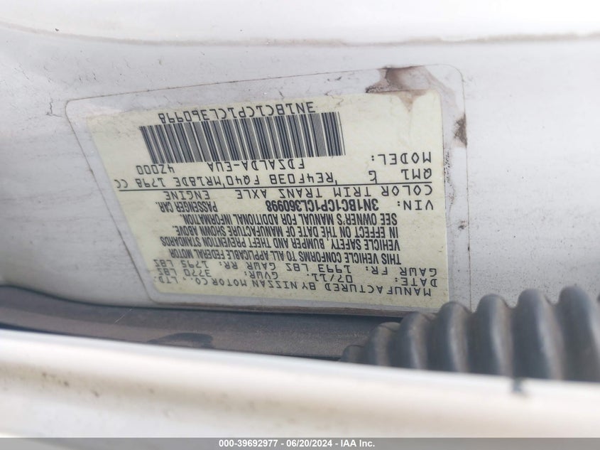 2012 Nissan Versa 1.8 S VIN: 3N1BC1CP1CL360998 Lot: 39692977