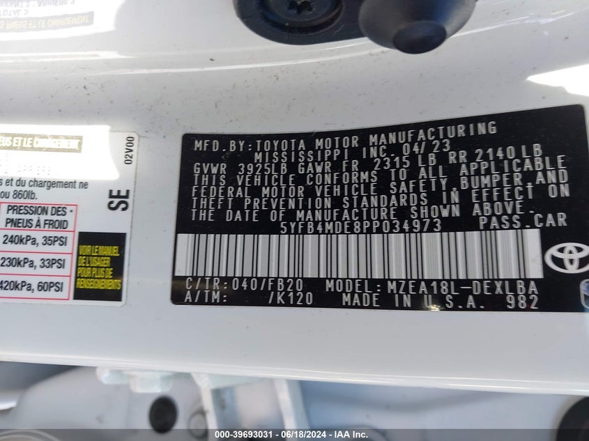 2023 TOYOTA COROLLA LE - 5YFB4MDE8PP034973