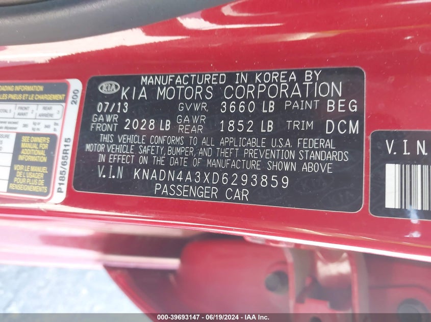 2013 KIA RIO EX - KNADN4A3XD6293859