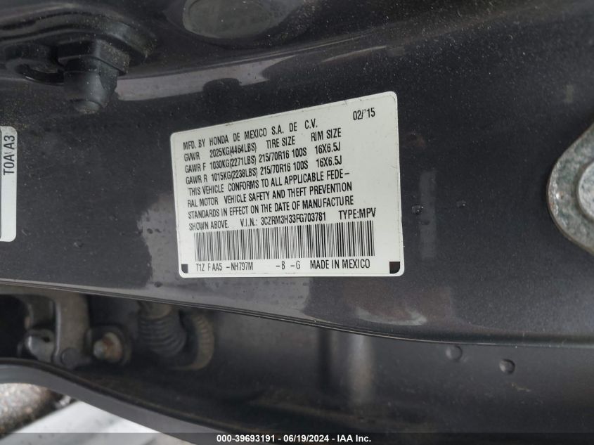 2015 HONDA CR-V LX - 3CZRM3H33FG703781