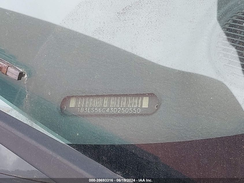 2003 Dodge Neon Sxt VIN: 1B3ES56C43D250550 Lot: 39693316