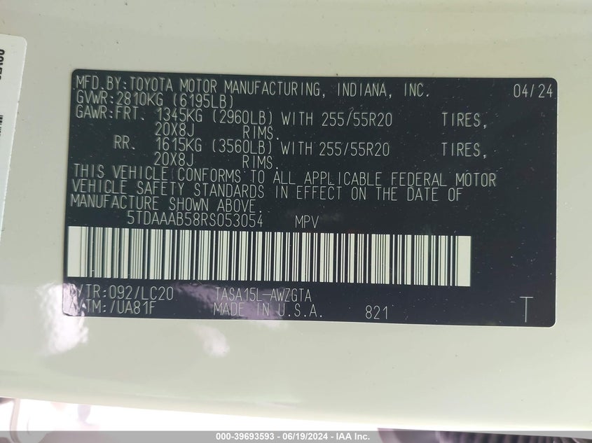 2024 TOYOTA GRAND HIGHLANDER LIMITED - 5TDAAAB58RS053054