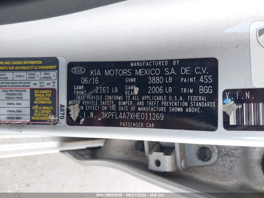 2017 KIA FORTE LX - 3KPFL4A7XHE011269