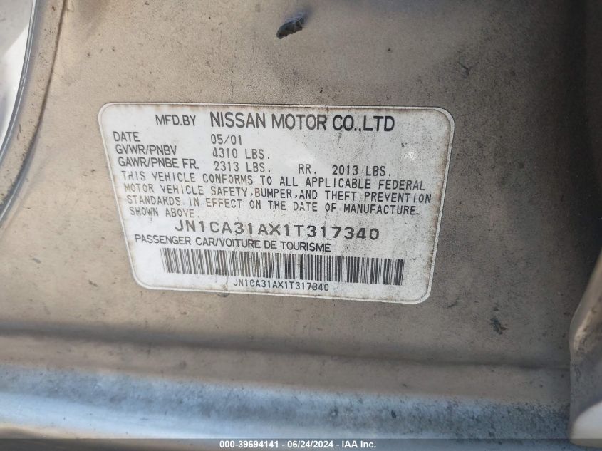 JN1CA31AX1T317340 2001 Nissan Maxima Gle