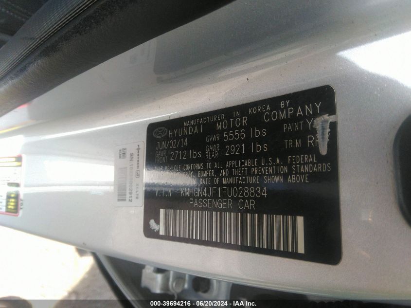 2015 HYUNDAI GENESIS 5.0 - KMHGN4JF1FU028834