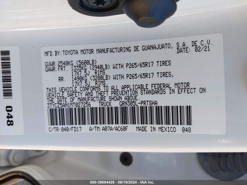 2021 TOYOTA TACOMA TRD SPORT - 3TYCZ5AN1MT027256