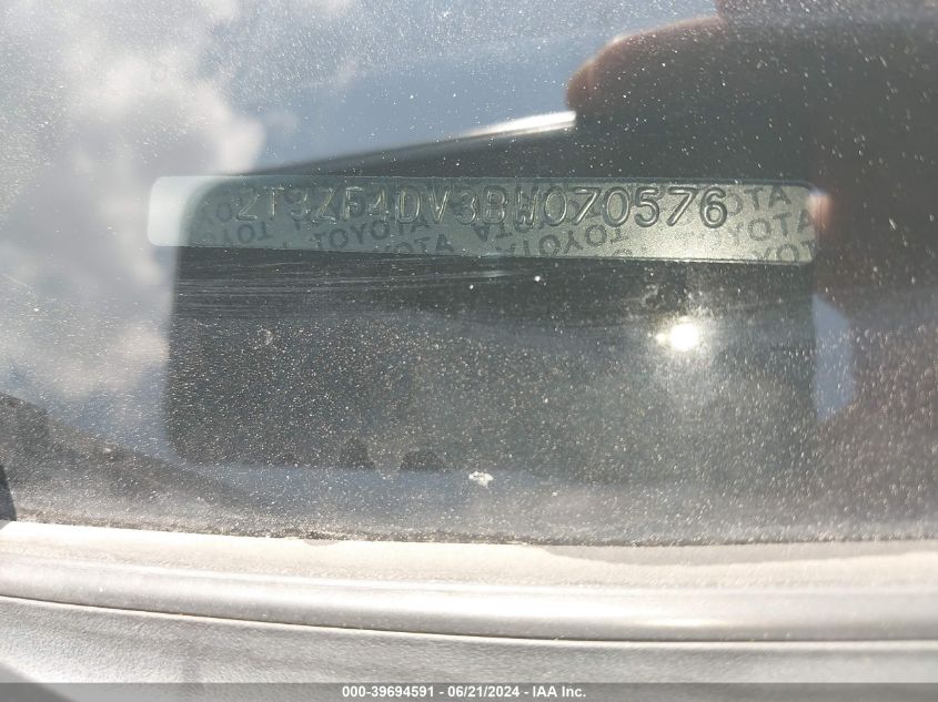 2011 Toyota Rav4 VIN: 2T3ZF4DV3BW070576 Lot: 39694591