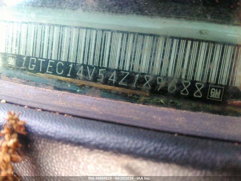 2004 GMC Sierra 1500 Sle VIN: 1GTEC14V54Z189688 Lot: 39694829