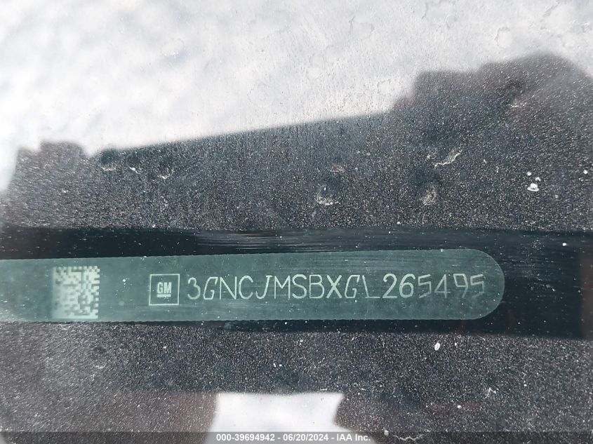 2016 Chevrolet Trax Ltz VIN: 3GNCJMSBXGL265495 Lot: 39694942
