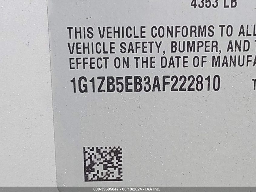 2010 Chevrolet Malibu Ls VIN: 1G1ZB5EB3AF222810 Lot: 39695047