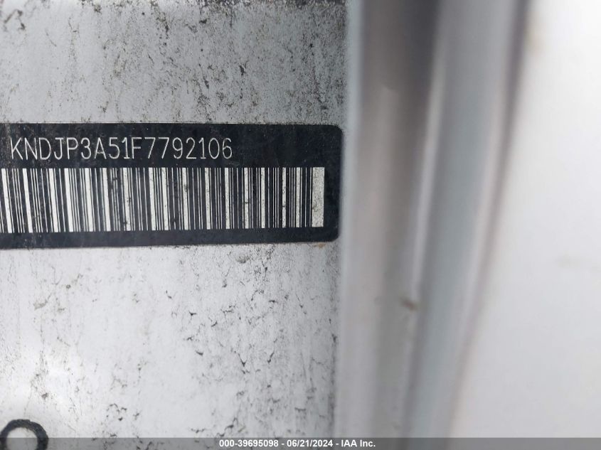 2015 Kia Soul + VIN: KNDJP3A51F7792106 Lot: 39695098