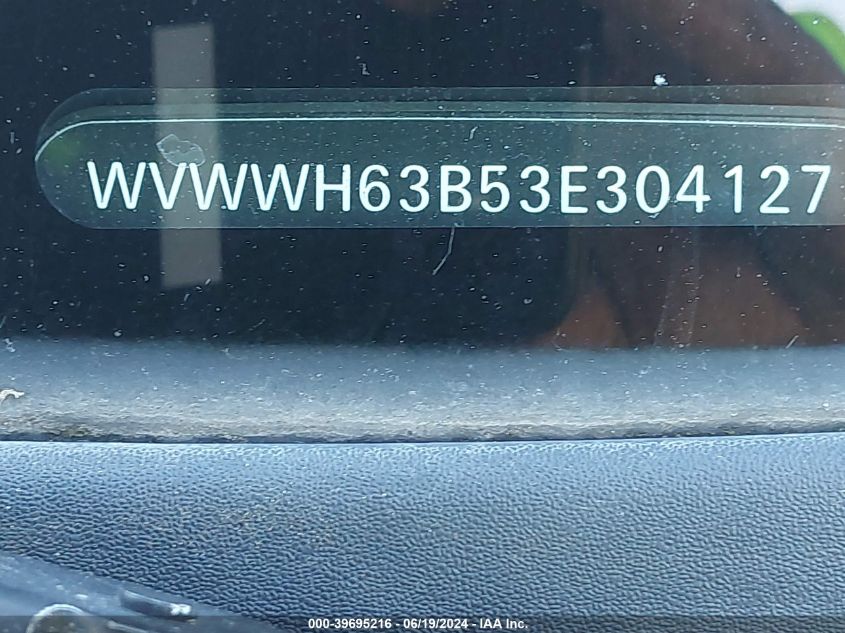 2003 Volkswagen Passat Glx VIN: WVWWH63B53E304127 Lot: 39695216