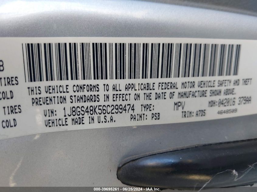 2006 Jeep Grand Cherokee Laredo/Columbia/Freedom VIN: 1J8GS48K56C299474 Lot: 39695261