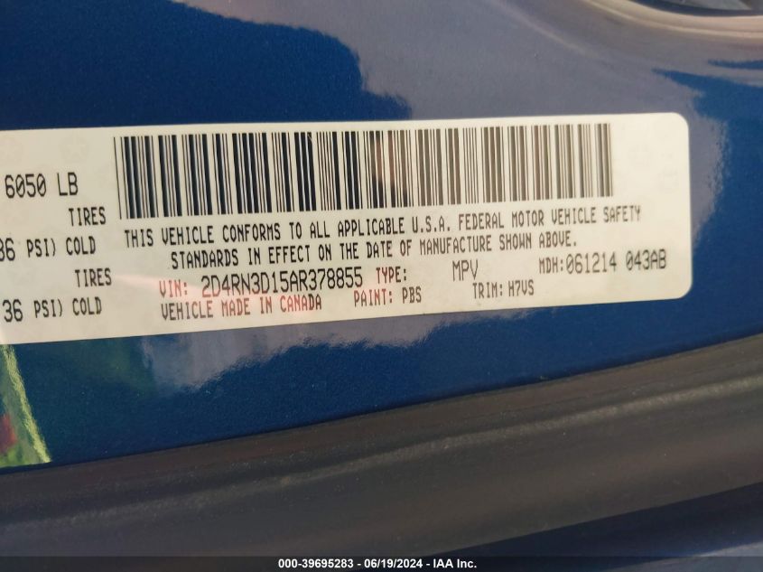 2010 Dodge Grand Caravan Hero VIN: 2D4RN3D15AR378855 Lot: 39695283