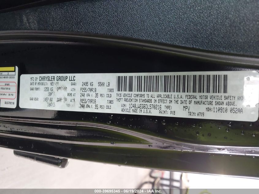 2013 Jeep Wrangler Unlimited Sahara VIN: 1C4BJWEG6DL570216 Lot: 39695345