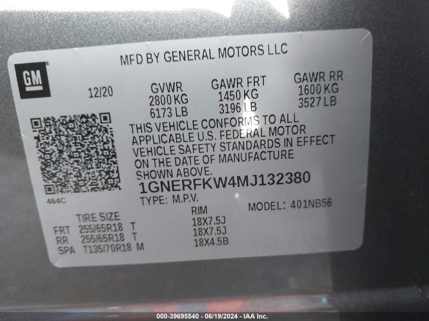 2021 Chevrolet Traverse Ls VIN: 1GNERFKW4MJ132380 Lot: 39695540