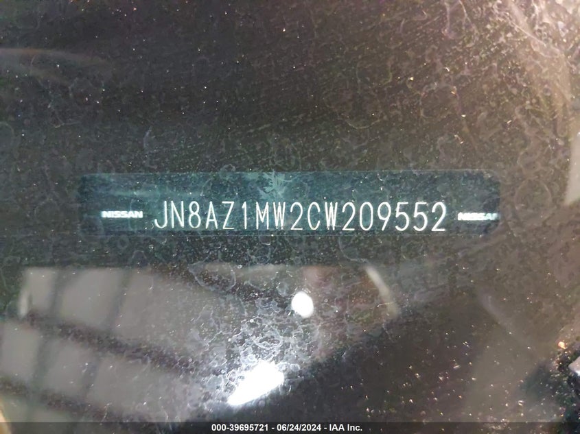 2012 Nissan Murano Le VIN: JN8AZ1MW2CW209552 Lot: 39695721