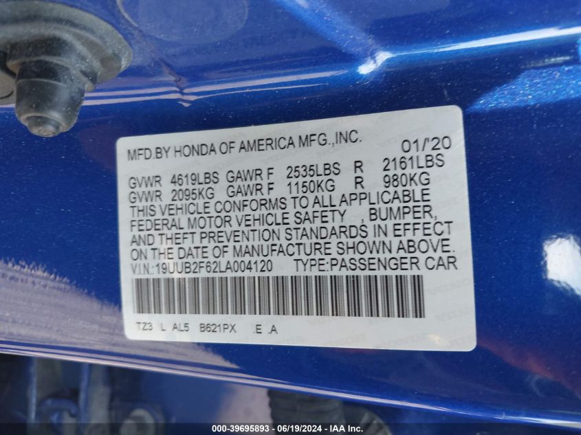 2020 Acura Tlx A-Spec/A-Spec W/Red Leather VIN: 19UUB2F62LA004120 Lot: 39695893