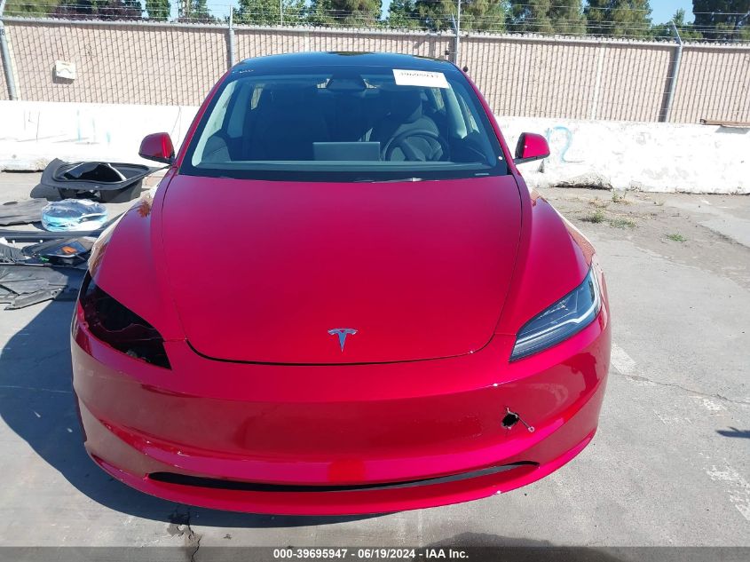 2024 Tesla Model 3 Long Range Dual Motor All-Wheel Drive VIN: 5YJ3E1EB5RF741869 Lot: 39695947