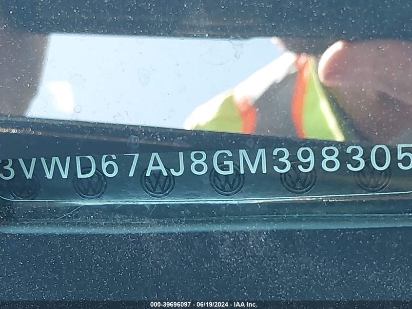 2016 Volkswagen Jetta 1.4T Se VIN: 3VWD67AJ8GM398305 Lot: 39696097
