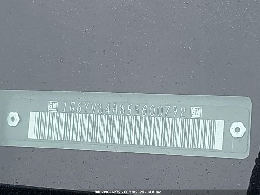 2005 Cadillac Xlr Standard VIN: 1G6YV34A355600792 Lot: 39696272