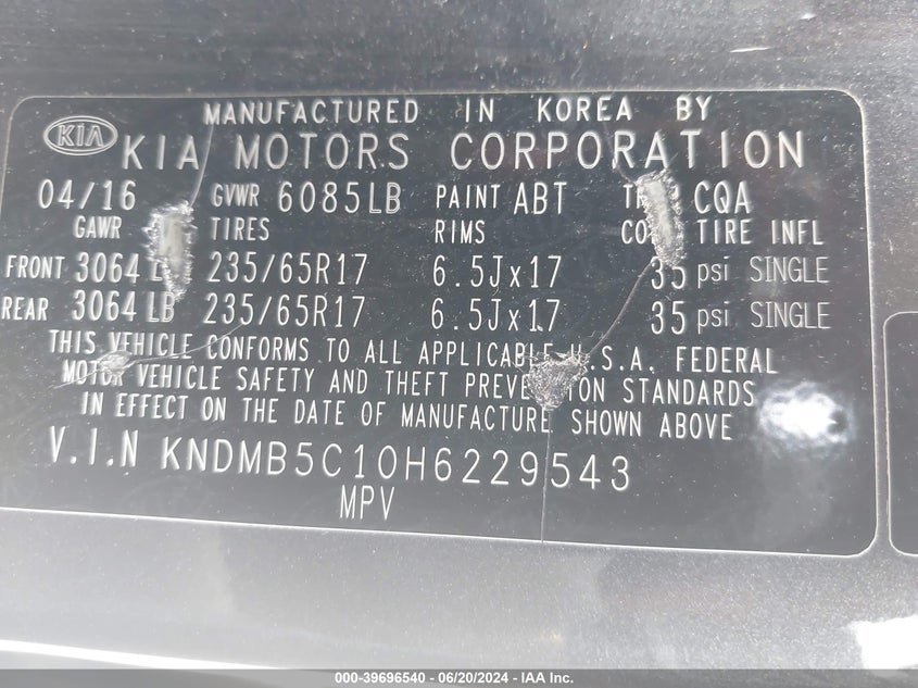 2017 KIA SEDONA LX - KNDMB5C10H6229543