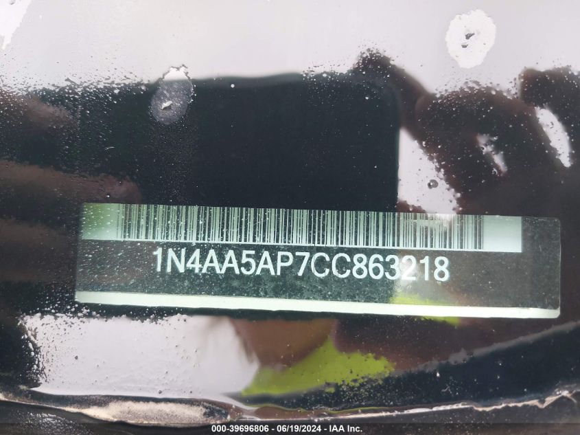 2012 Nissan Maxima 3.5 Sv VIN: 1N4AA5AP7CC863218 Lot: 39696806