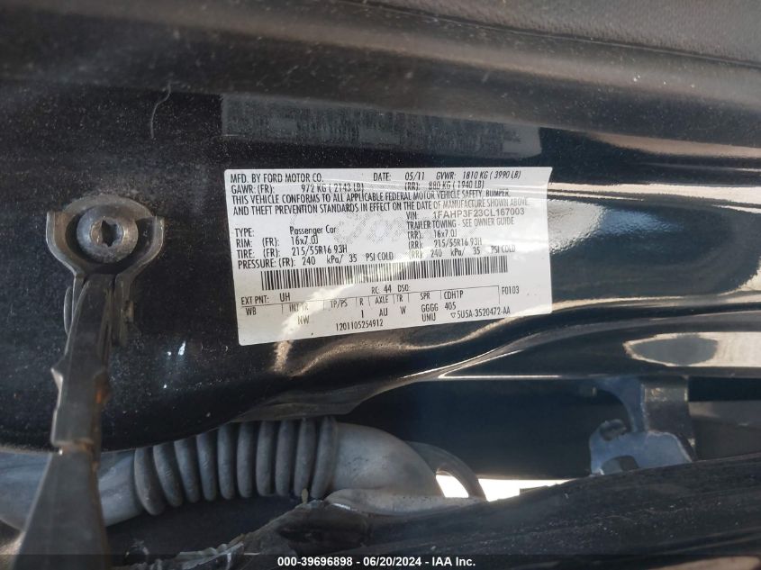 2012 Ford Focus Se VIN: 1FAHP3F23CL167003 Lot: 39696898