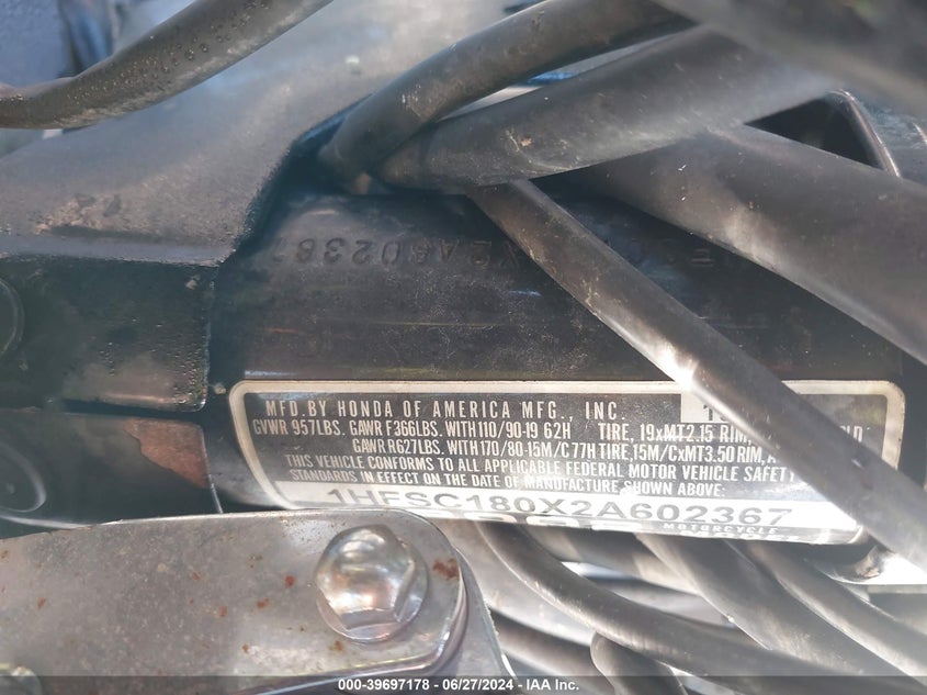 2002 HONDA VT1100 C 1HFSC180X2A602367