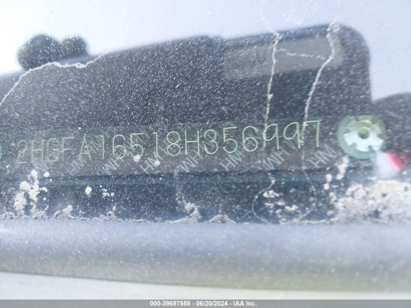 2008 Honda Civic Lx VIN: 2HGFA16518H356997 Lot: 39697558