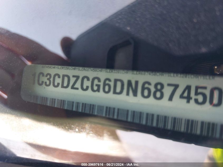 2013 Dodge Avenger Sxt VIN: 1C3CDZCG6DN687450 Lot: 39697616